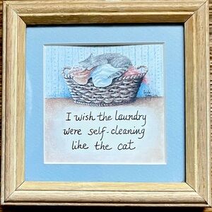 Vintage Cat Laundry Sign Wall Art I Wish the Laundry Were self-cleaning like cat